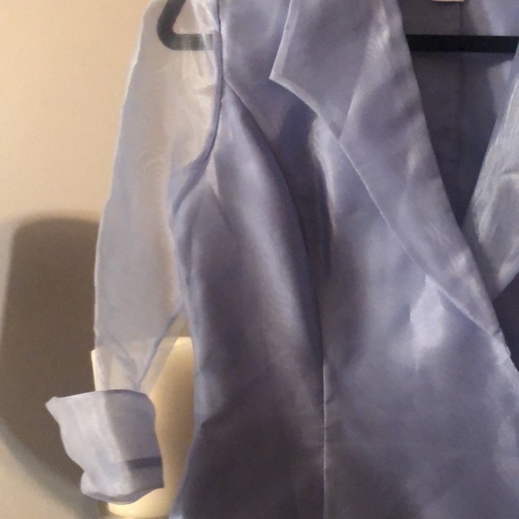 Alex‎ Evenings Dressy blue blouse size M polyester but looks like organza - Picture 5 of 7
